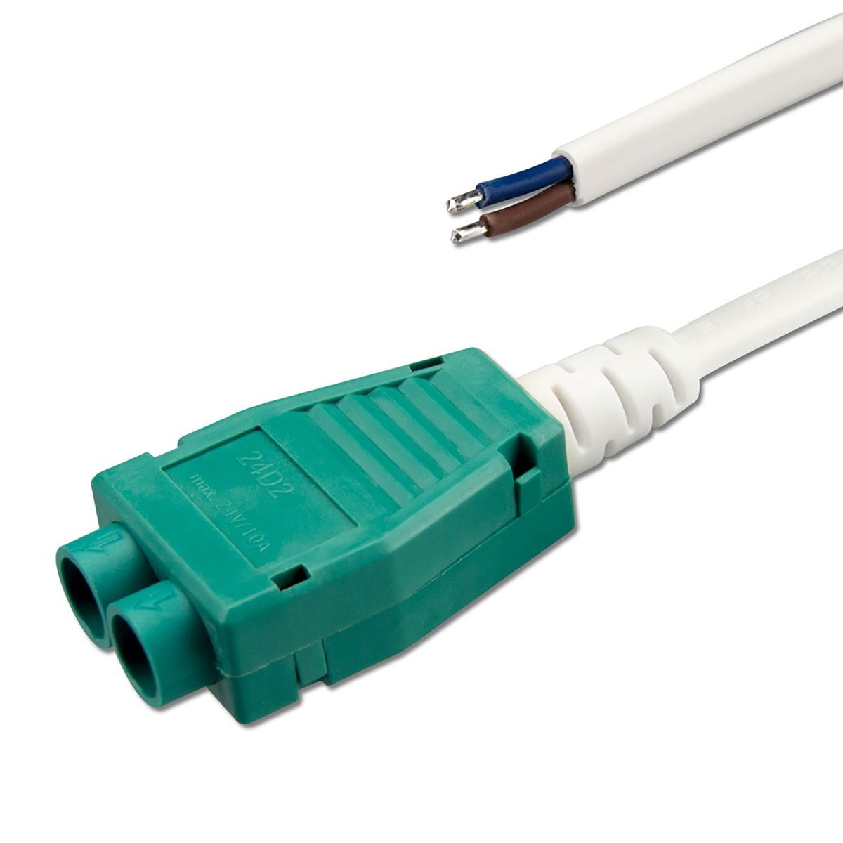 Mini-Plug 2-fach Verteiler female, 1m, 2x0.75, weiß-grün, max. 24V/10A