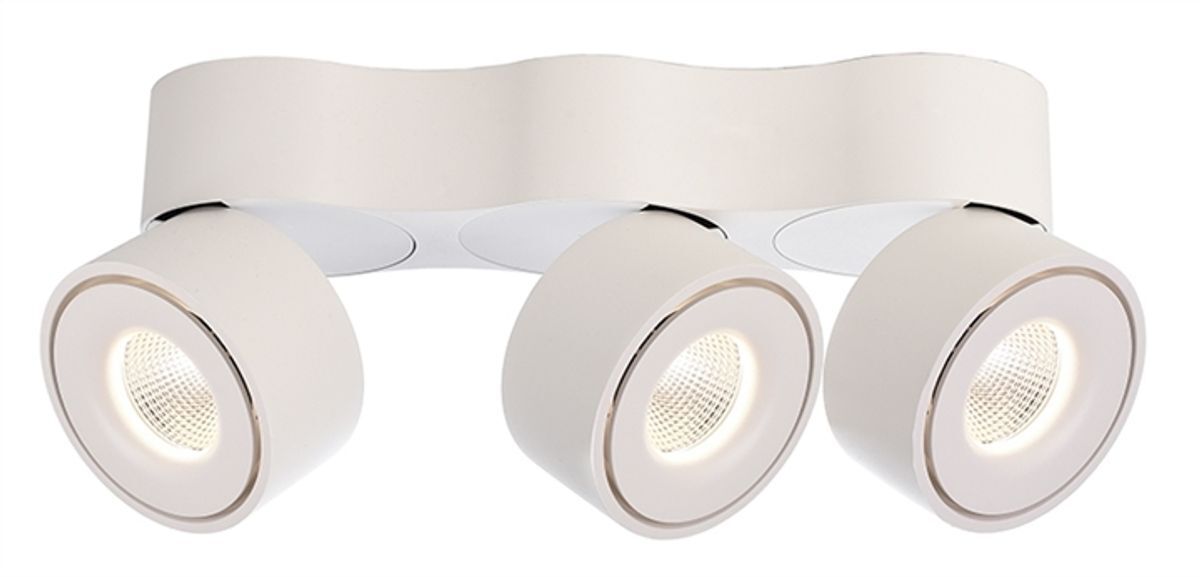 LED Deckenleuchte Aufbau 3-fach Uni Triple Spots weiß matt warmweiß
