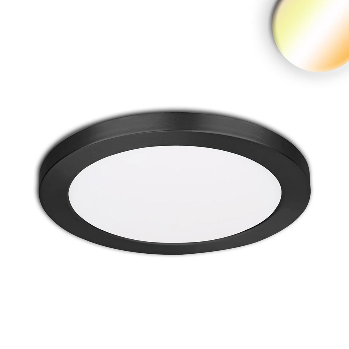 LED Einbau-/Aufbauleuchte 12W, CS 3000/3500/4000K, Rahmen schwarz, für Lochausschnitt 55-125mm