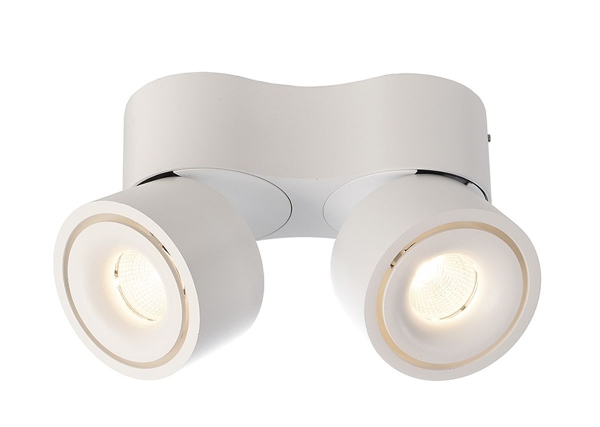 LED Alu Deckenaufbauleuchte, Uni II Mini Double weiß, 3000K, 980lm, A, 15 W