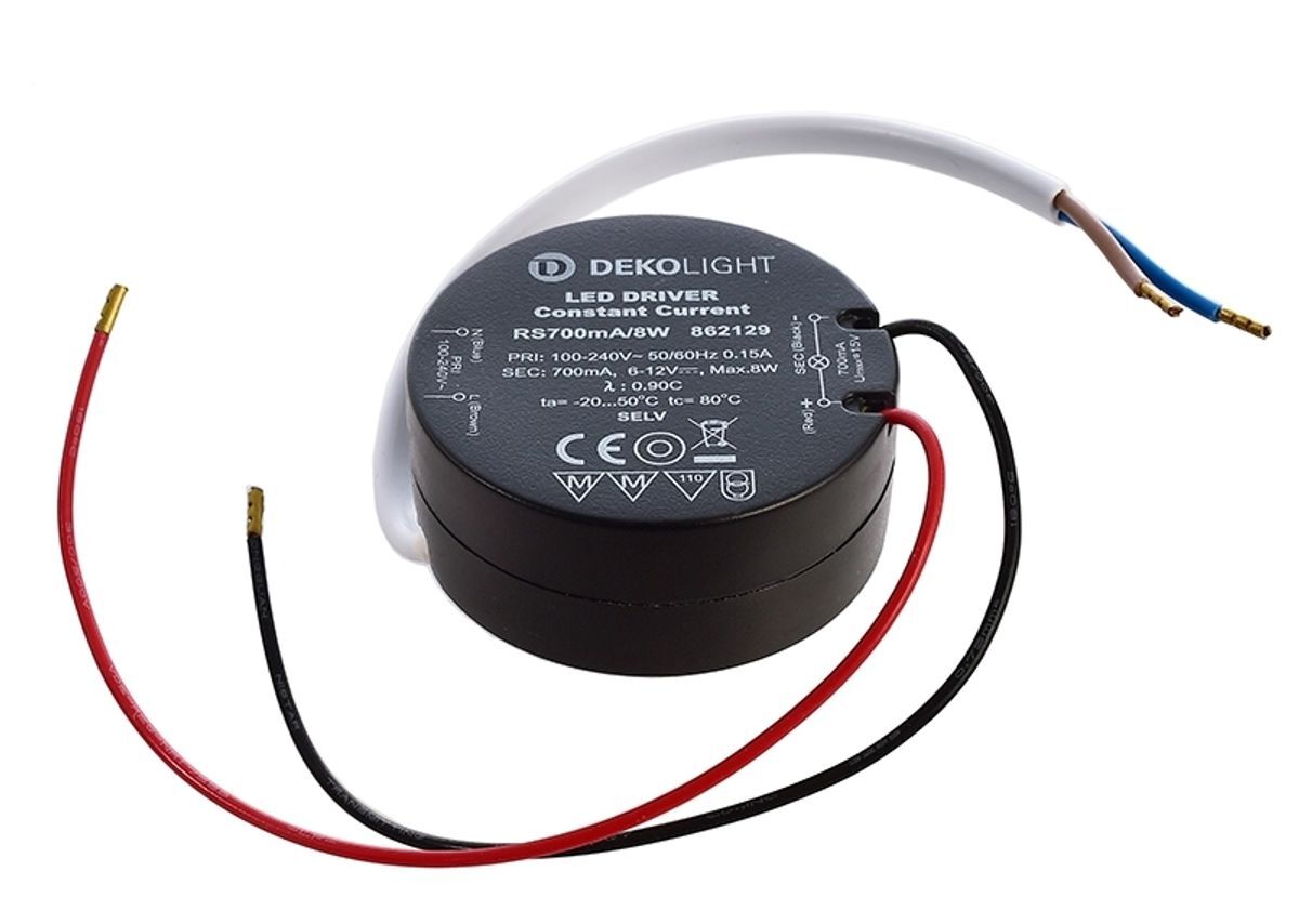 ROUND, RS700mA/8W Schwarz, Netzgerät, 8W, 100-240V AC/50-60Hz, 6-12V DC, 700 mA