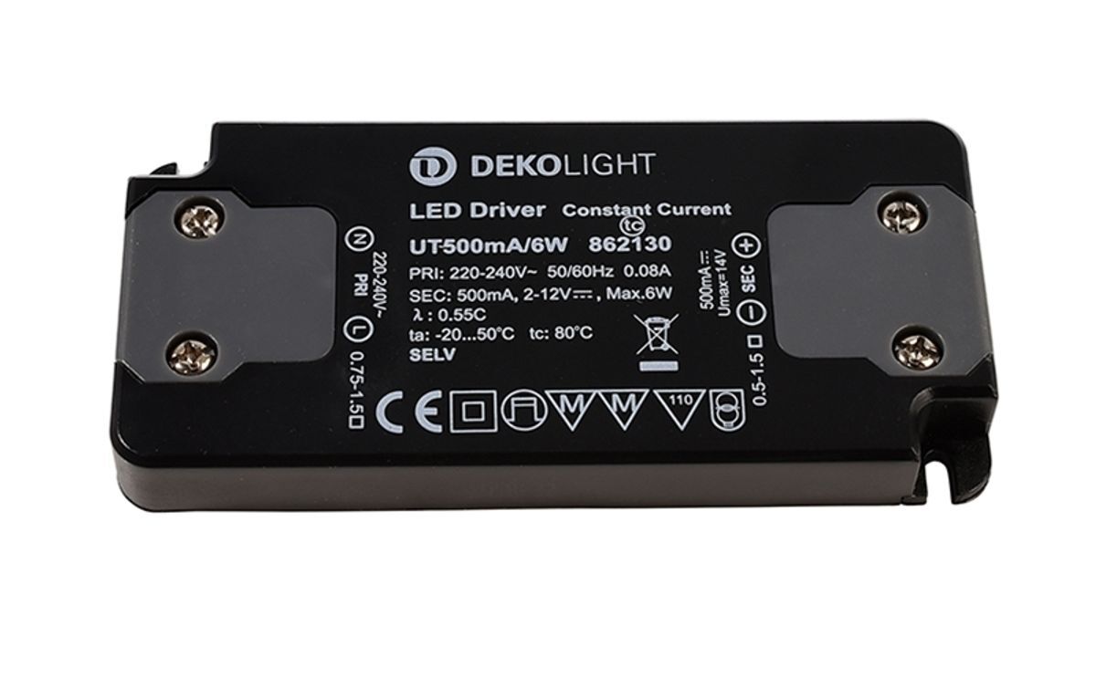 FLAT, Power Supply 500mA 6W Schwarz, Netzgerät, 6W, 220-240V AC/50-60Hz, 2-12V DC, 500 mA
