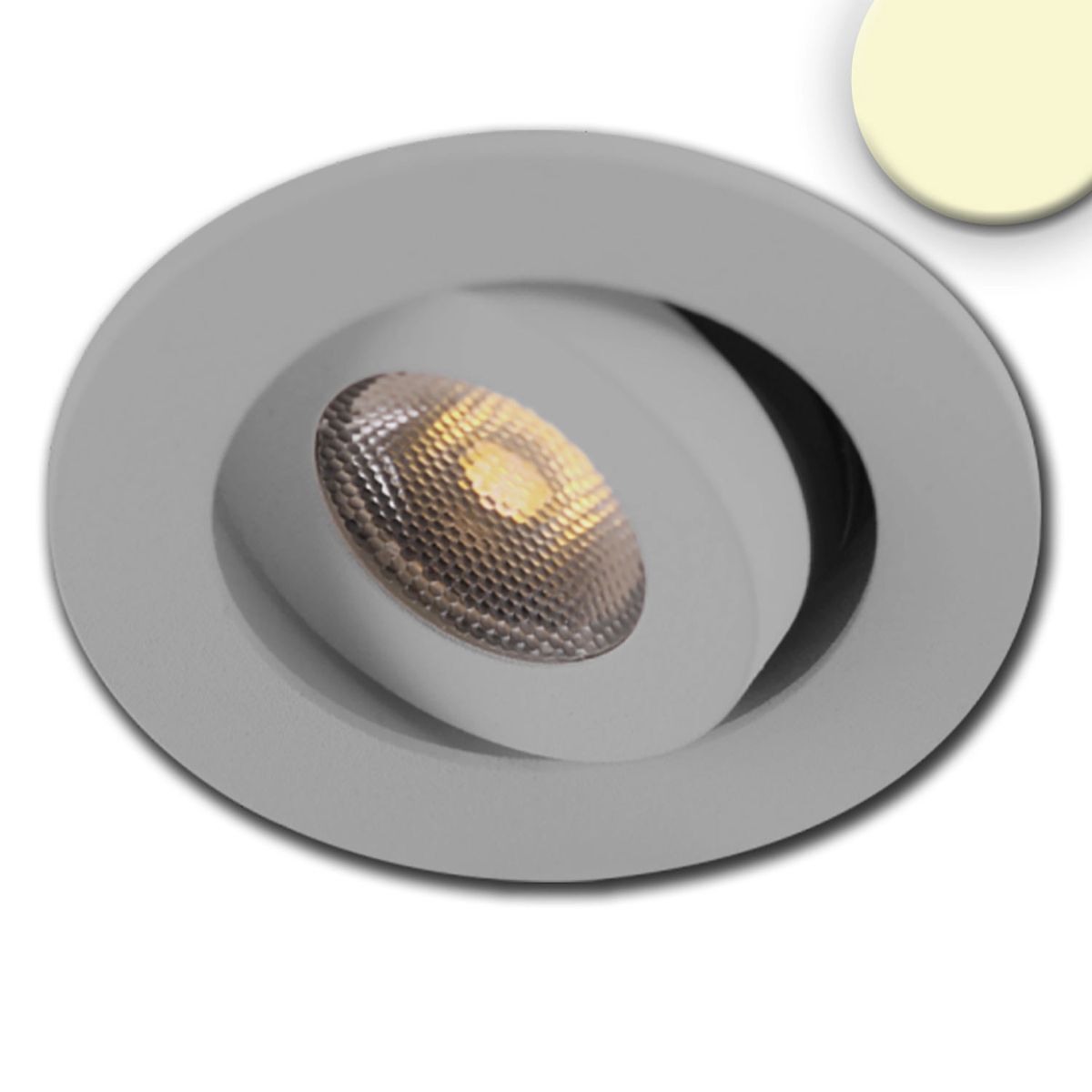 MiniAMP schwenkbare LED Einbauleuchte Alu gebürstet, 3W, 24V, Warmweiß, dimmbar