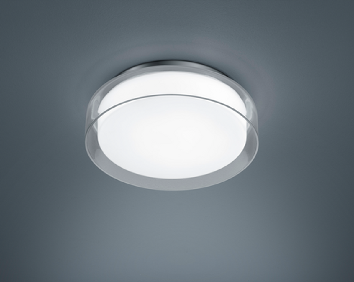 Helestra OLVI Deckenleuchte IP44 chrom, Glas klar, Ø 30cm 840lm 2900K 12W