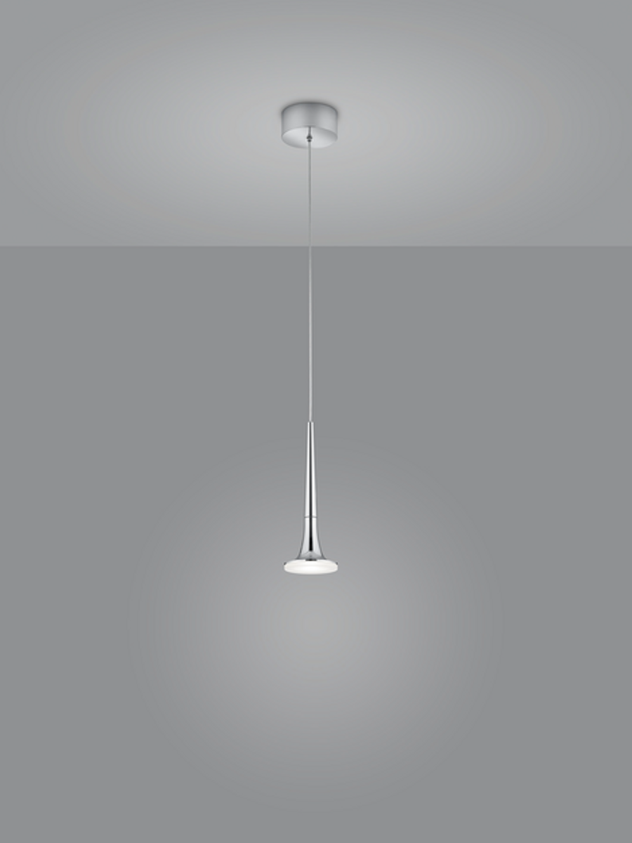 FLUTE LED Pendelleuchte chrom 8W, Glasschirm optional, 2800K, dimmbar
