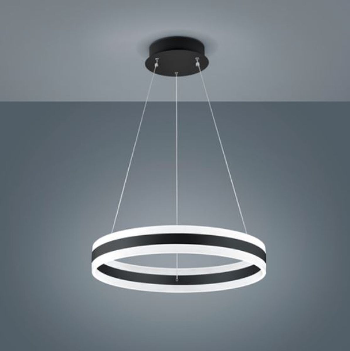 Ringförmige LED Pendelleuchte LIV schwarz Ø600mm, 70W warmweiß, Acryl, dimmbar