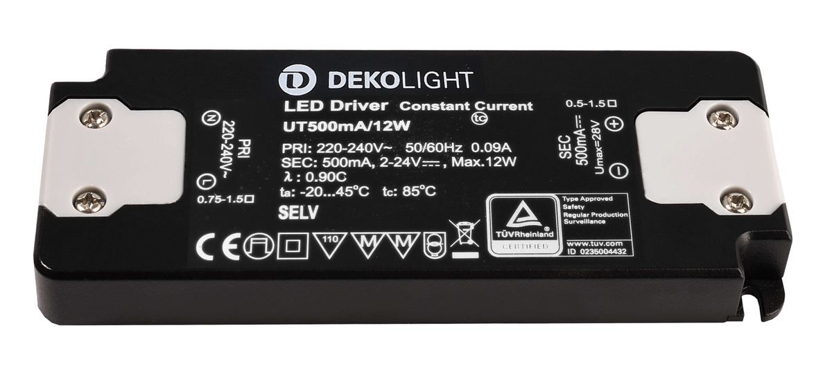 Flaches LED-Netzgerät 1-12W, 2-24V DC, 500mA