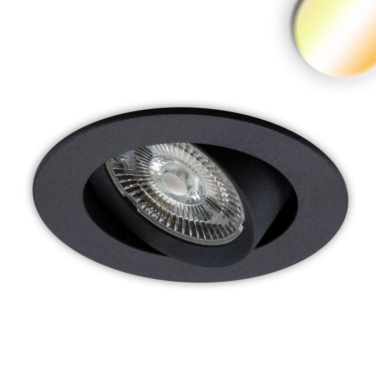 LED Einbauleuchte Sunset Slim68 schwarz, rund, 9W, 1800-2800K, Dimm-to-warm