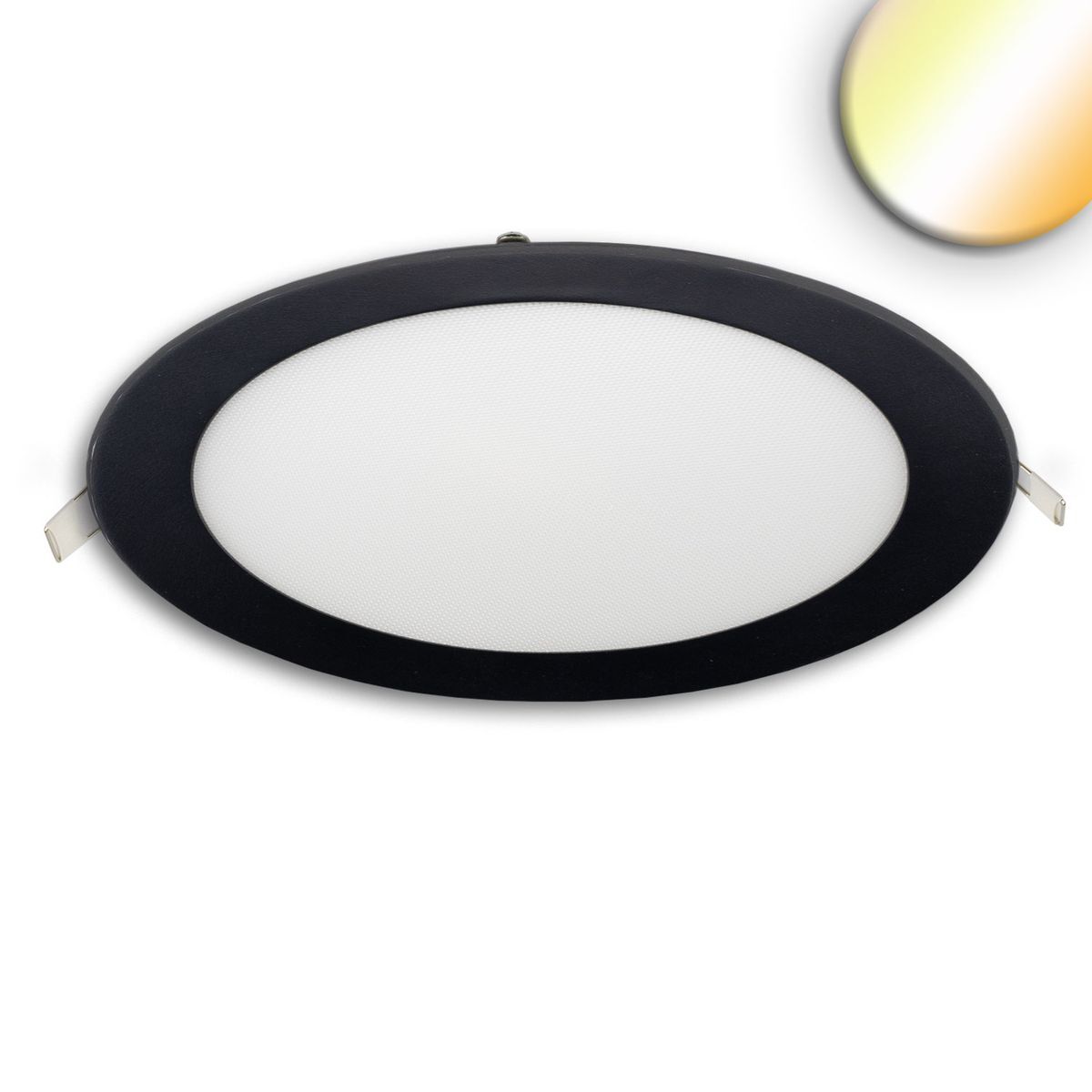 LED Downlight, 18W, rund ultraflach schwarz, 225mm, Colorswitch 3000|3500|4000K, dimmbar