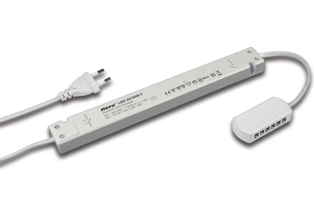 HERA flacher Trafo LED 24/ 30W F DC 24V mit 12-fach Verteiler