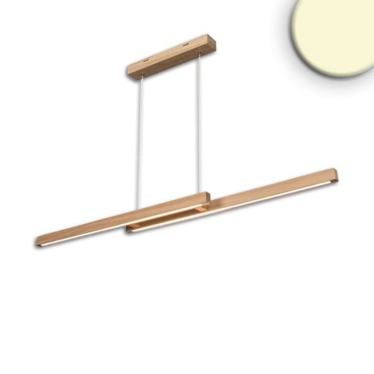 LED Pendelleuchte HOLZDRIFT mit Rollizug, 1.2m/1.5m, 22W/28,5W, Eiche Holz geölt, 3000K, dimmbar