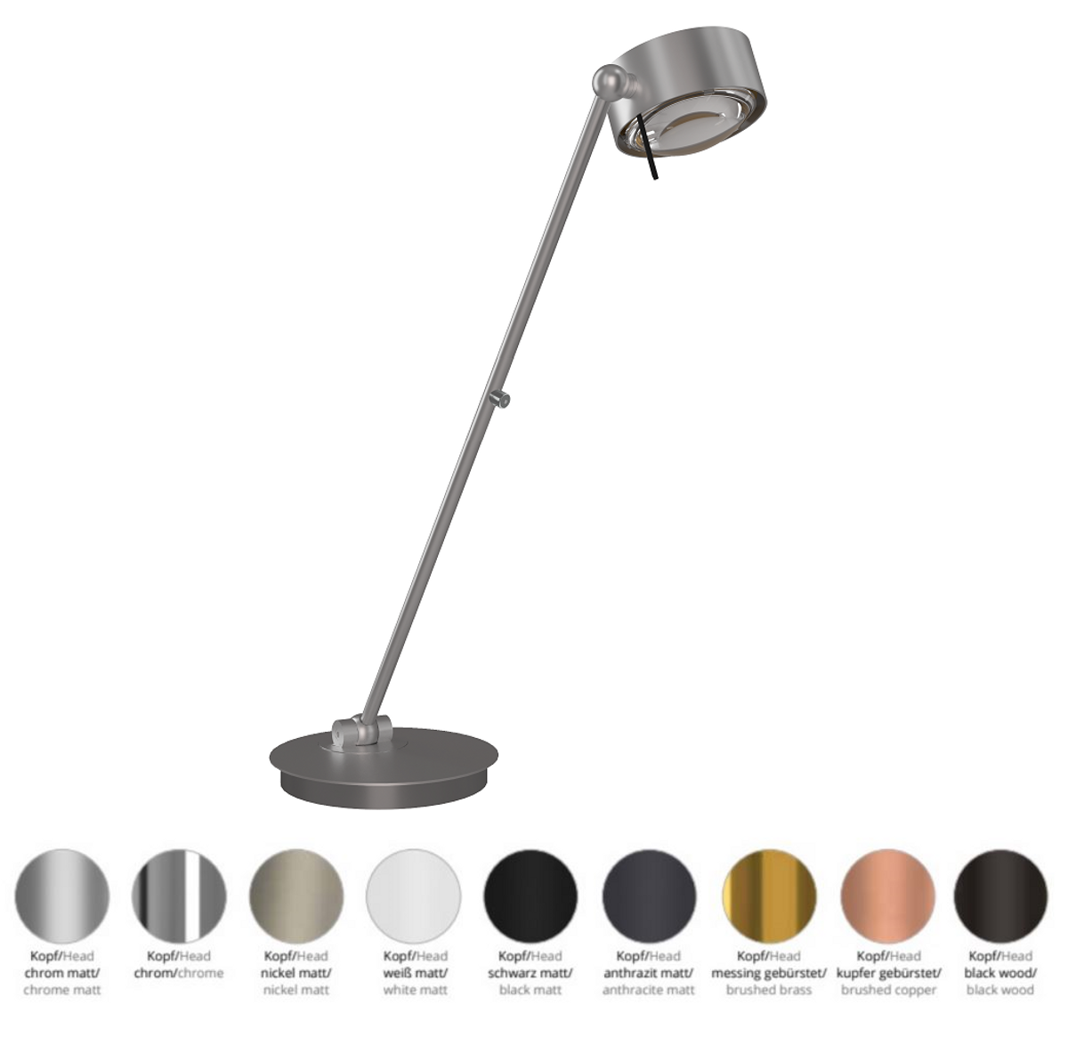 Top Light Puk! 120 Avantgarde Table LED Tischleuchte 60cm 2x12W 2100lm mit Tastdimmer