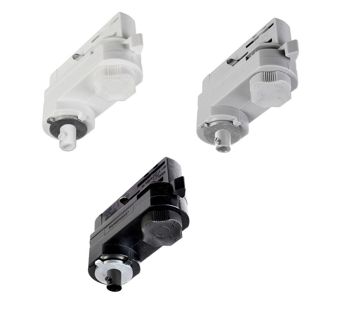 Adapter für Leuchtenmontage, 3-Phasen Einbau- und Aufbauschienensystem D Line, weiß/schwarz/grau