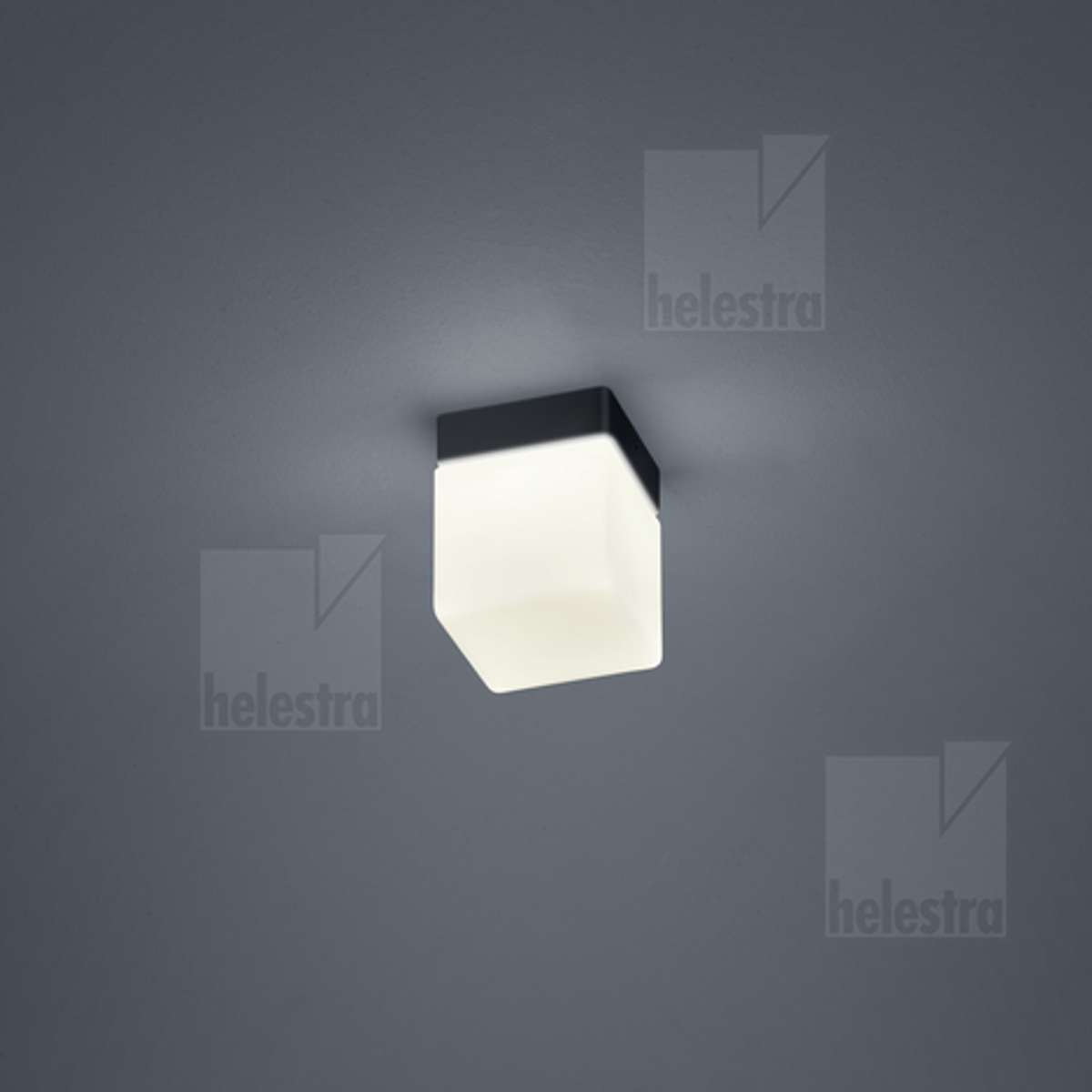 KETO Glas Deckenaufbauleuchte LED 6W, IP44 schwarz, 10x10cm, warmweiß