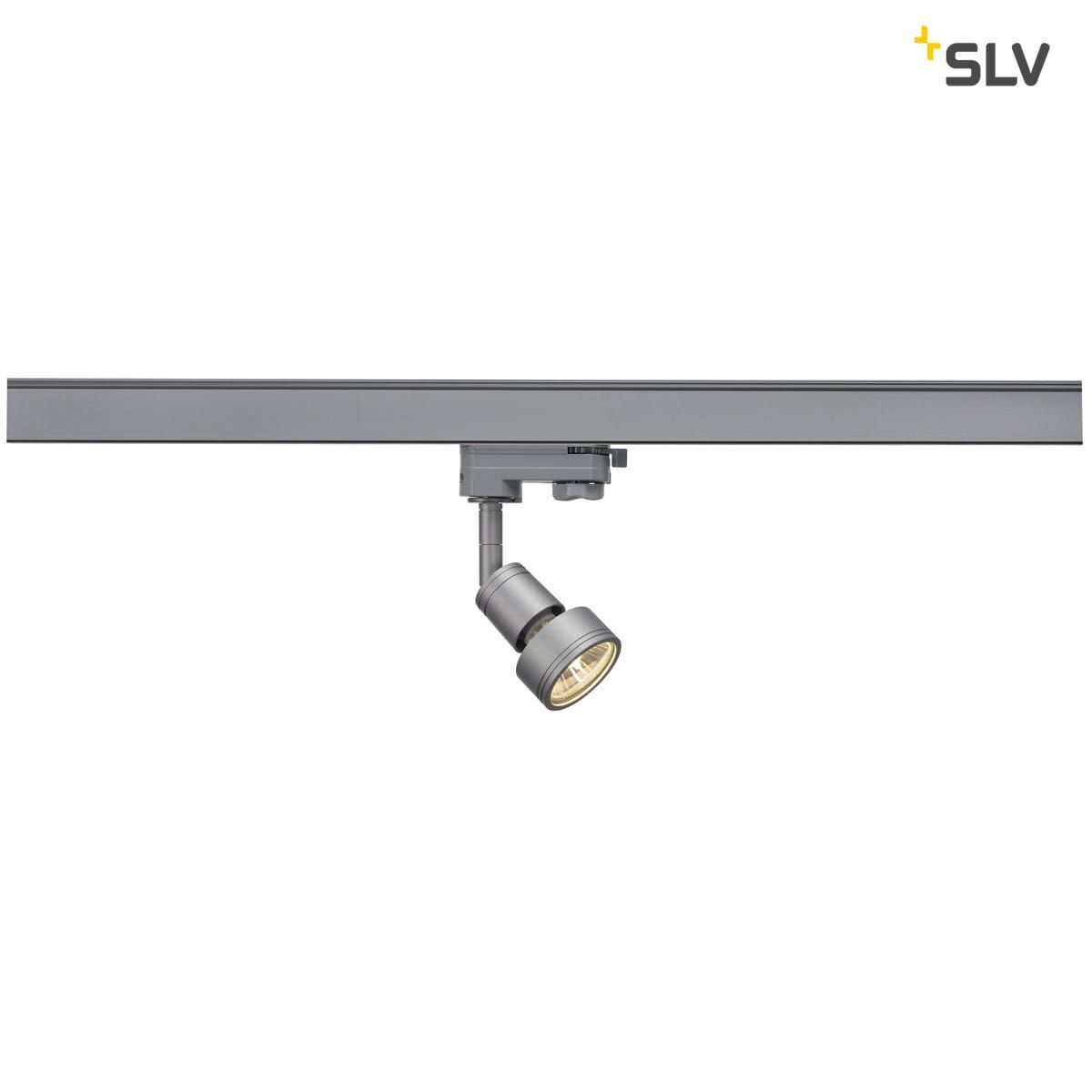 Kompakter SLV Strahler PURI, mit 3-Phasen Adapter, silbergrau, GU10 max. 50W (ohne Leuchtmittel)